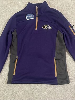 Baltimore Ravens Purple 1/4 Zip Pullover Jacket Embroidered Logo Adult Small NWT